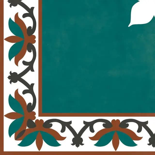 HP Teal Corner Athangudi Floret — Orientbell tile