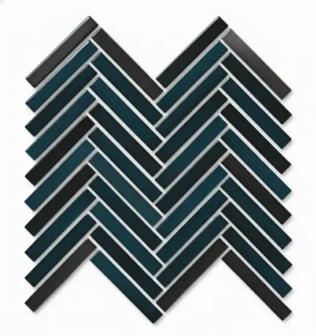 Deep Teal Gloss 3D Duo Herringbone