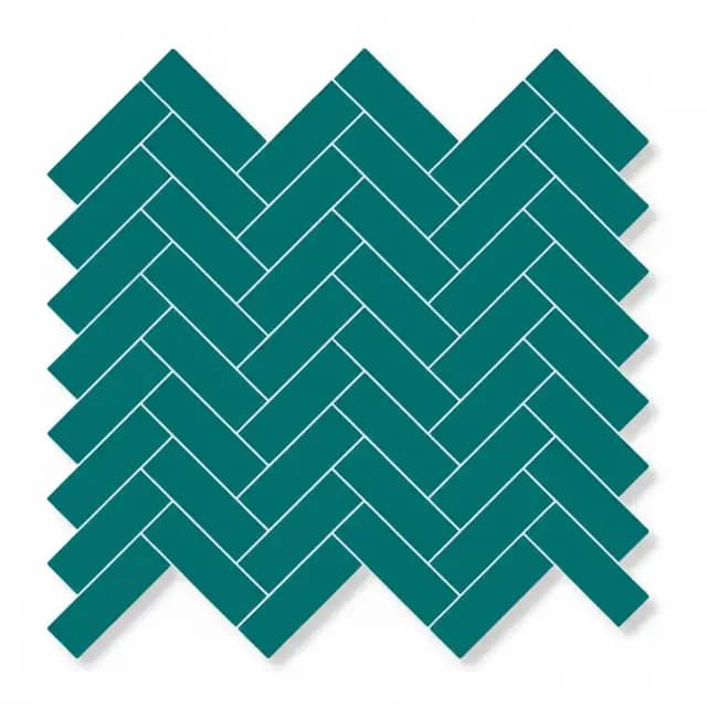 Matte Teal Blue Tri Herringbone