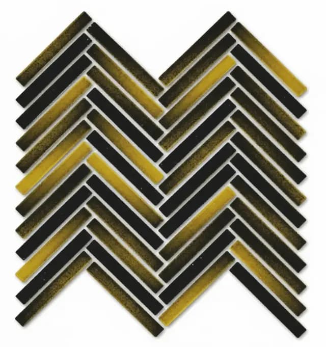 Mustard Gloss 3D Duo Herringbone — Orientbell tile