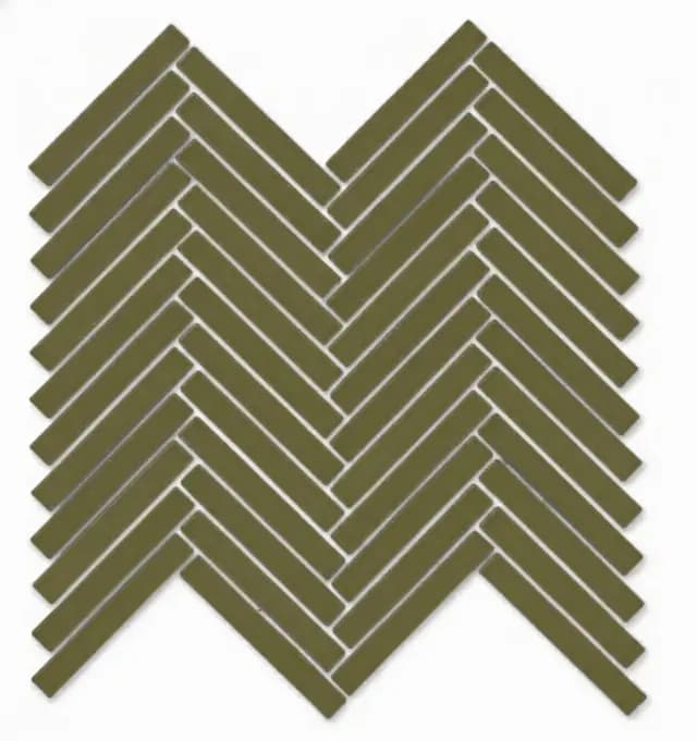 Olive Green Gloss Duo Herringbone — Orientbell tile