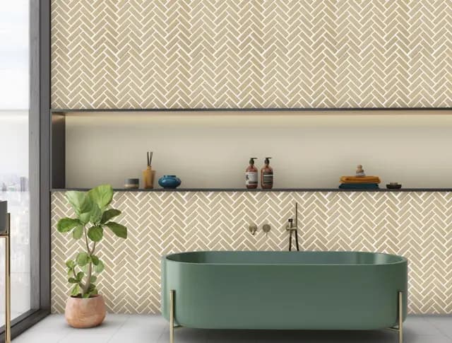 Taupe Gloss 3D Tri Herringbone — Orientbell tile