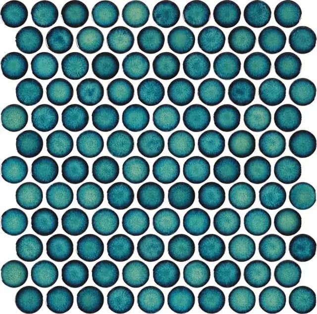 Teal Blue Gloss 3D Coin — Orientbell tile