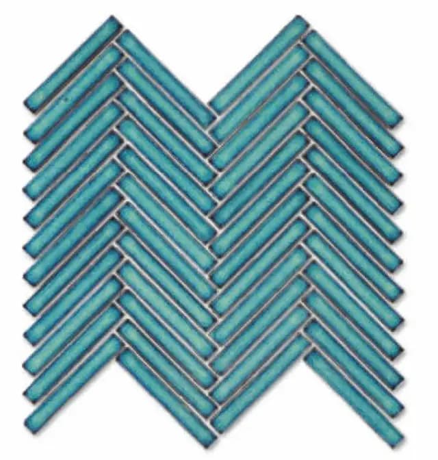 Teal Blue Gloss 3D Duo Herringbone