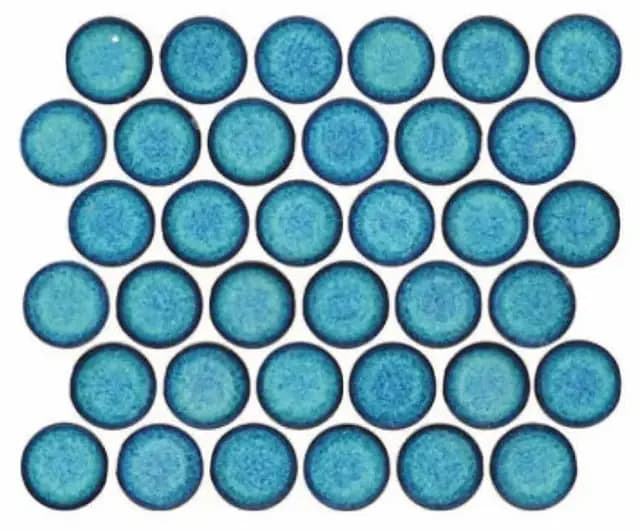 Teal Blue Gloss 3D Retro Round — Orientbell tile