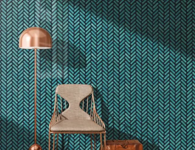 Teal Blue Gloss 3D Tri Herringbone — Orientbell tile