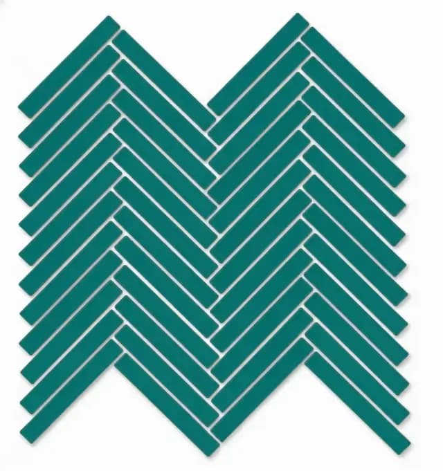 Teal Blue Gloss Duo Herringbone — Orientbell tile