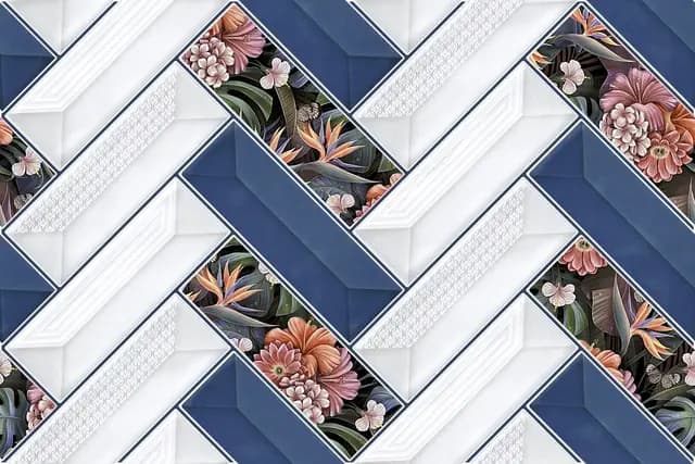 OHG Blue Flora Herringbone HL