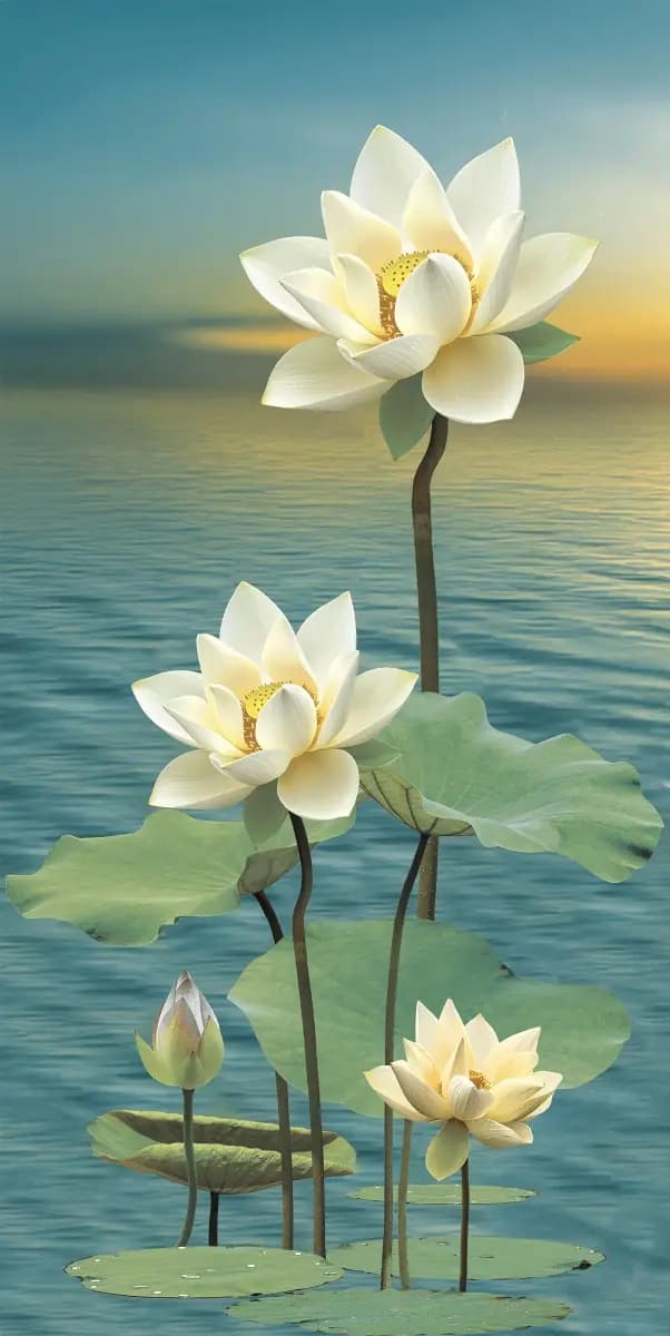 Lotus Aqua Carving Poster — Orientbell tile